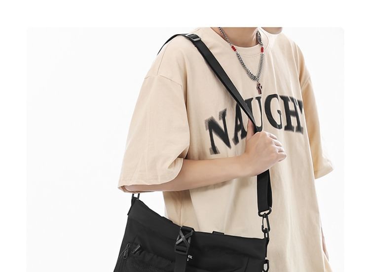 Crossbody Nylon Mesh Buckled Bag Panel