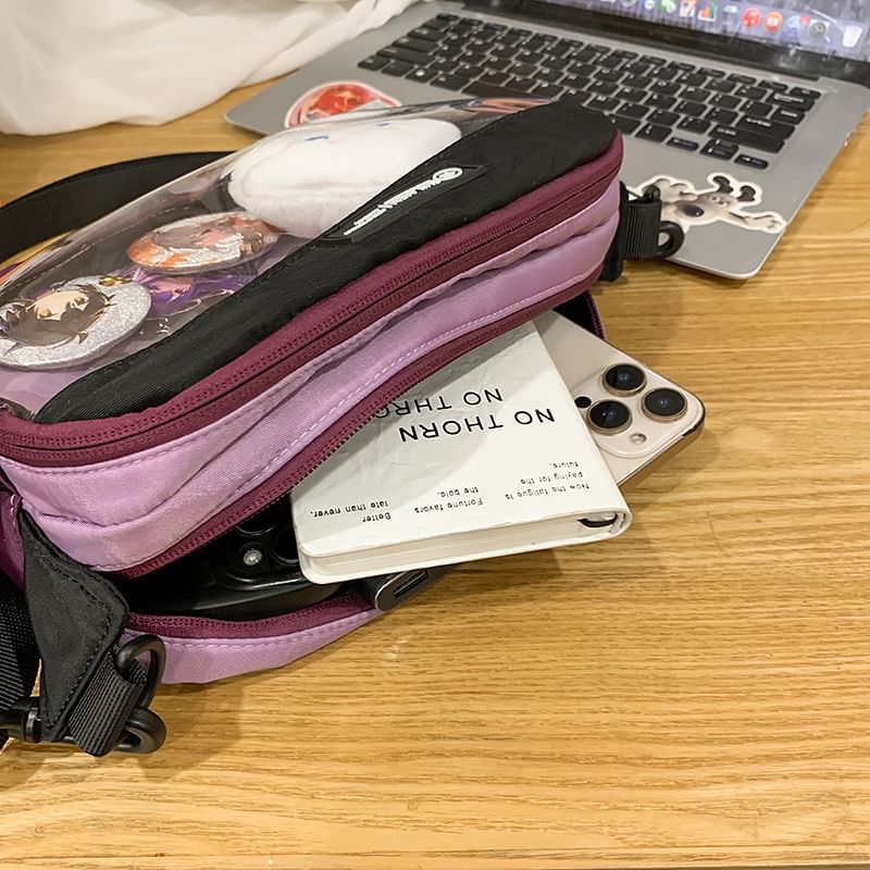 Panel Nylon PVC Crossbody Bag