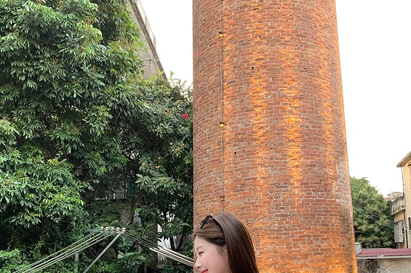 Plain Halter Top / Puff-Sleeve Bow Open Back Peplum Blouse