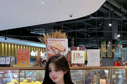 Long-Sleeve Two Tone Asymmetrical Mock Two-Piece Slim Fit Tee