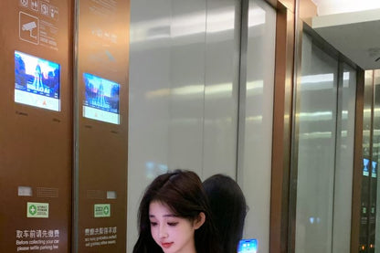 Long-Sleeve Two Tone Asymmetrical Mock Two-Piece Slim Fit Tee