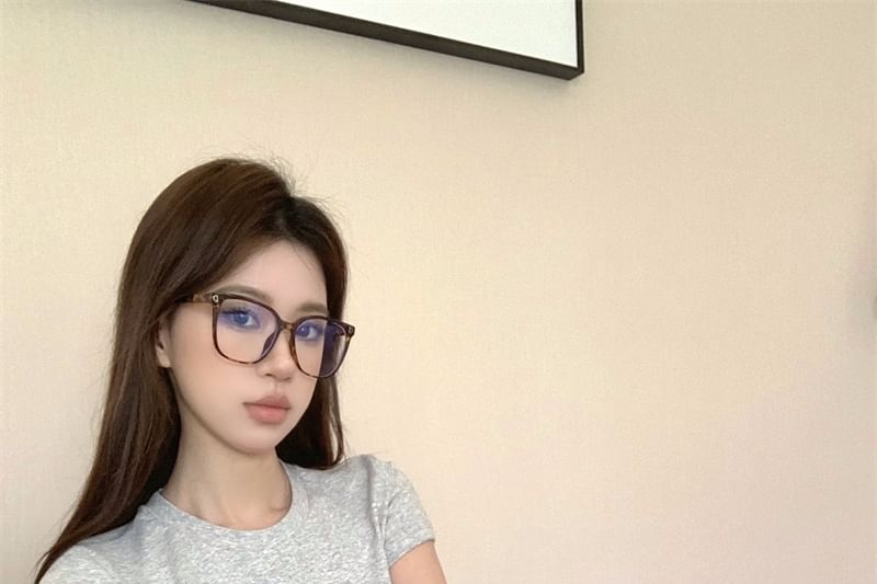 Short-Sleeve Round Neck Bow Print Cropped T-Shirt