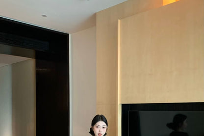 Long-Sleeve Plain Front-Slit Sheer Top / High Waist Leopard Print Maxi Mermaid Skirt