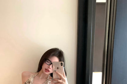 Halter Leopard Print Ruffle Top