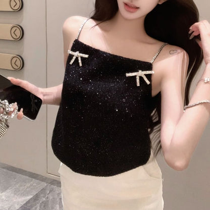 Glitter Bow Rhinestone Cami Top