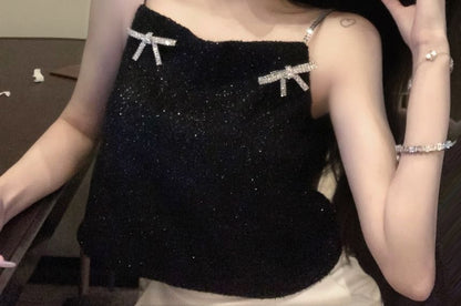 Glitter Bow Rhinestone Cami Top