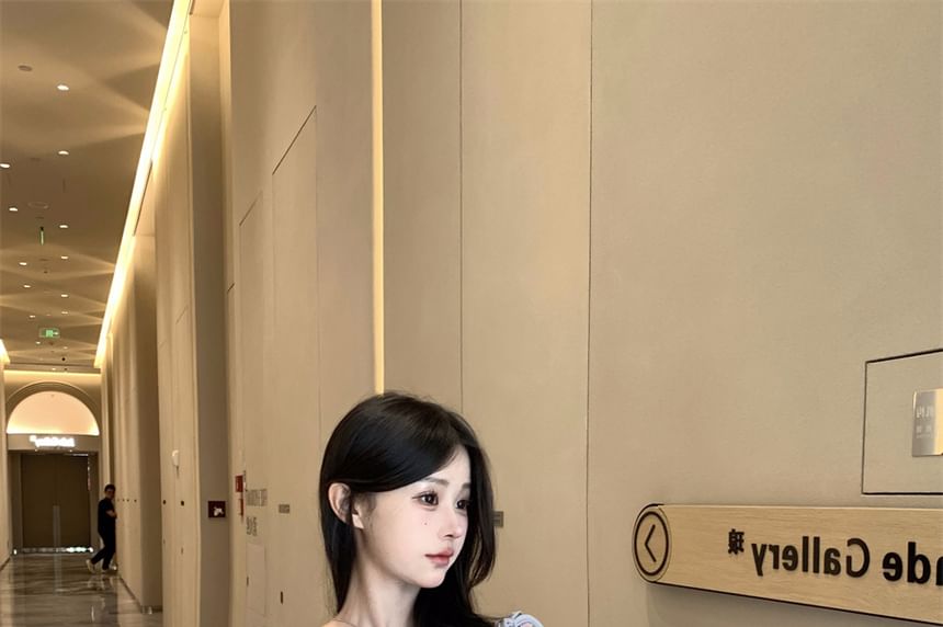 Set: Scoop Neck Plain Tank Top + Tie Shoulder Deep Plunge Plain Camisole Top