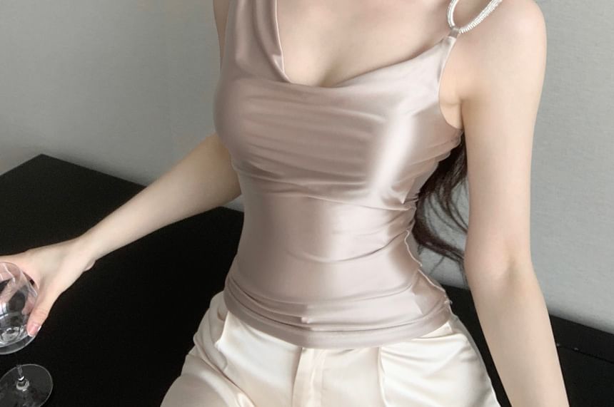 Cowl Neck Plain Asymmetrical Camisole Top