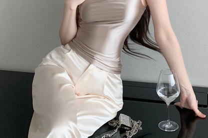 Cowl Neck Plain Asymmetrical Camisole Top