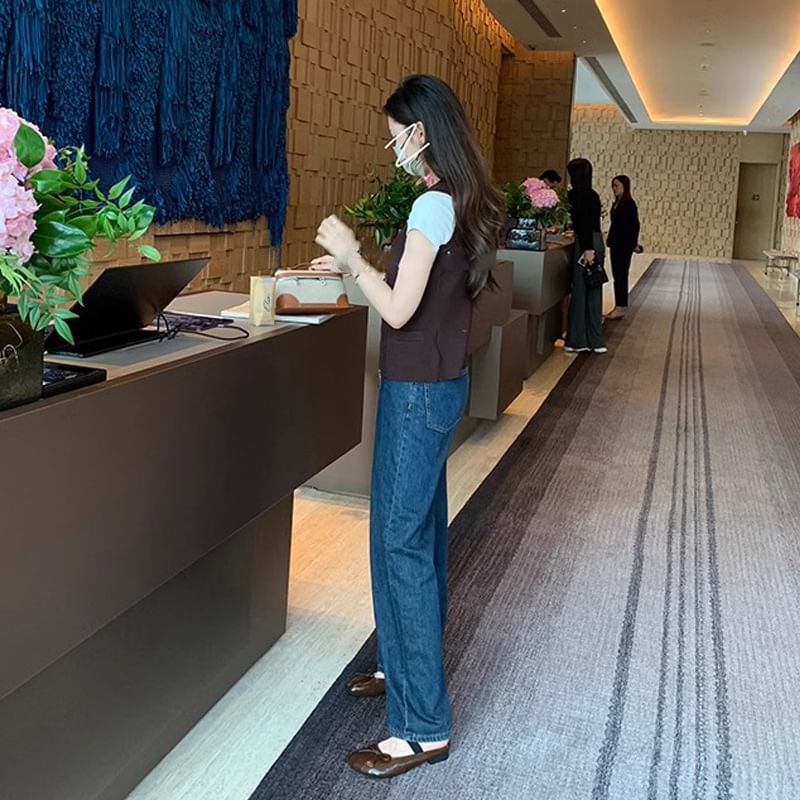 Faux Leather Plain Bow Ballet Flats