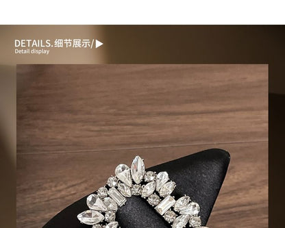 High Heel Plain Rhinestone Pointy Slingback Sandals