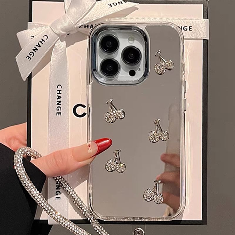 Cherry Mirrored Phone Case / Strap / Set
