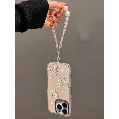 Butterfly Faux Pearl Mirrored Phone Case / Strap / Set