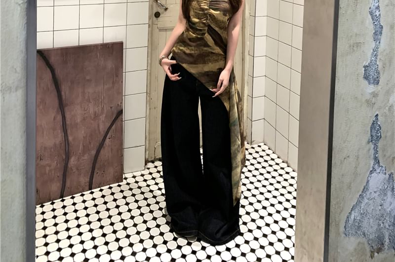 Patterned Print Asymmetrical Camisole Top