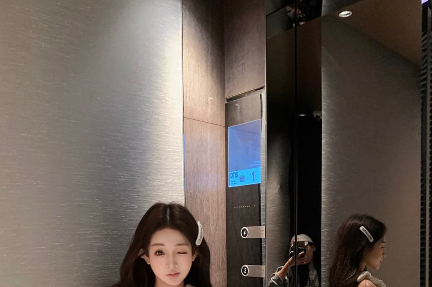 Plain Bow Knit Camisole Top / High Waist Plaid Shorts