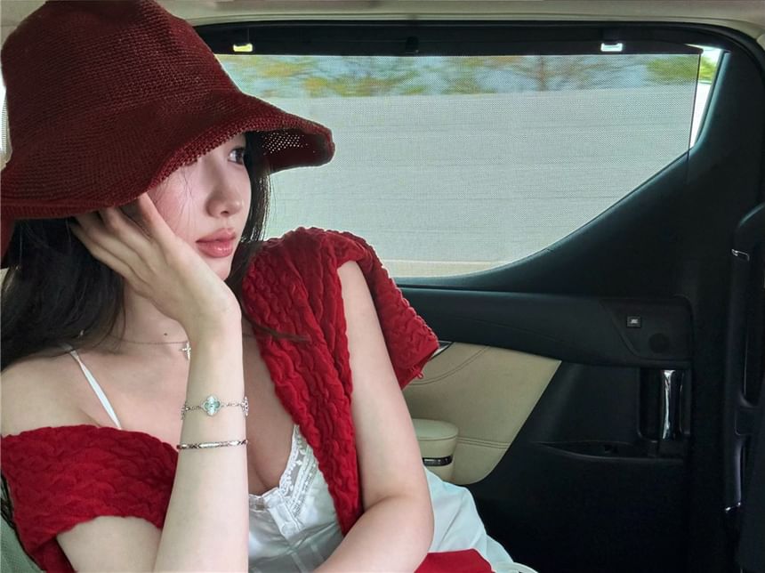 Plain Pintuck Panel Lace Camisole Top / Plain Cardigan