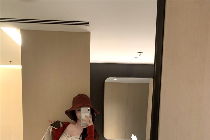 Plain Pintuck Panel Lace Camisole Top / Plain Cardigan