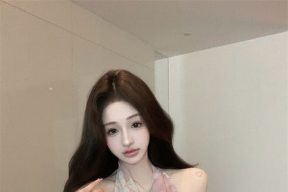 Halter Cowl Neck Floral Print Top