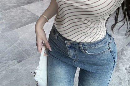 Halter Cowl Neck Striped Top