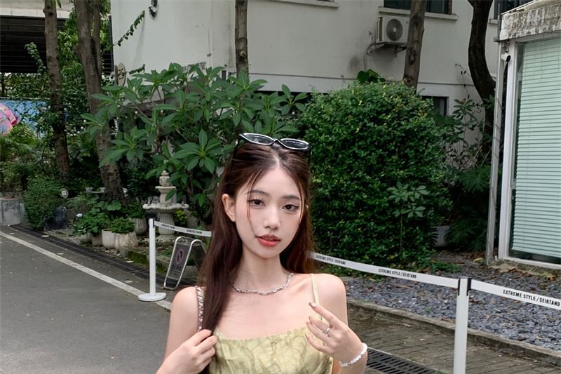 Patterned Print Asymmetrical Lace Trim Camisole Top