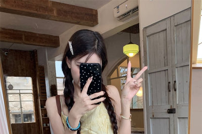 Patterned Print Asymmetrical Lace Trim Camisole Top