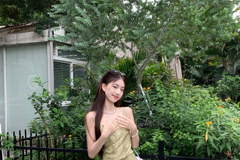 Patterned Print Asymmetrical Lace Trim Camisole Top