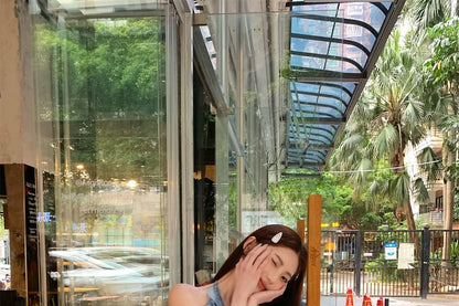 Halter Patterned Print Ruffle Top / High Waist Plain Wide Leg Cargo Pants