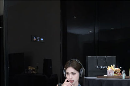 Collared Washed Crop Button Denim Vest / High Waist Mini Pencil Skirt