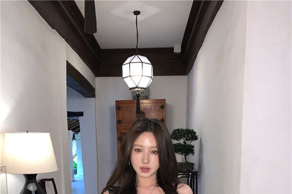 V-Neck Plain Bow Lace Camisole Top