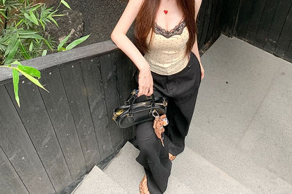 Dotted Panel Lace Camisole Top