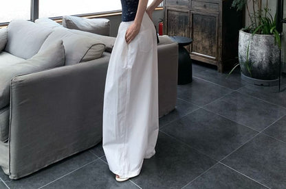 Halter Plain Lace Top / High Waist Plain Wide Leg Pants
