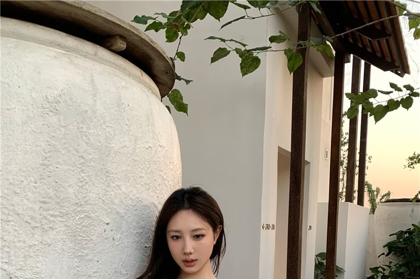 Henley Plain Lace Trim Crop Cami Top