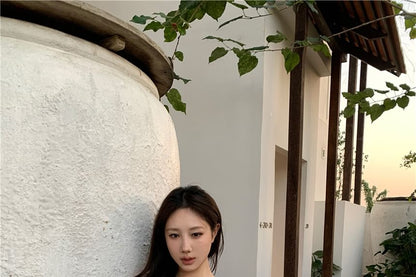 Henley Plain Lace Trim Crop Cami Top