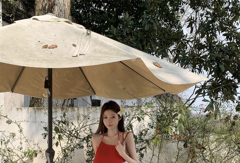 Halter Plain Mini A-Line Dress / High Rise Plain Tiered Mesh Maxi A-Line Skirt