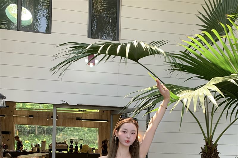 Plain Ruffle Lace Trim Tube Top