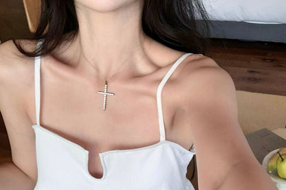 Notch Neck Plain Camisole Top / High Waist Floral Print Wide Leg Pants