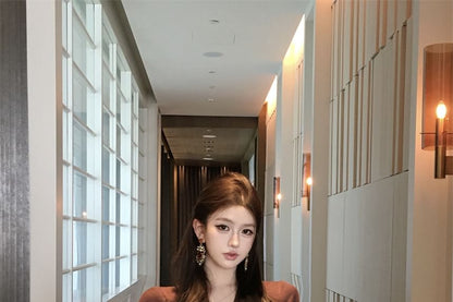 Long Sleeve V-Neck Plain Crop Wrap Blouse