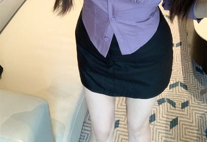 3/4 Sleeve Collared Plain Shirt