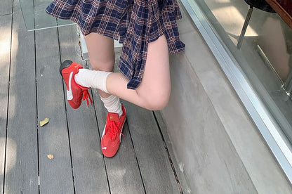 Long Sleeve Collared Plaid Tie-Up Shirt