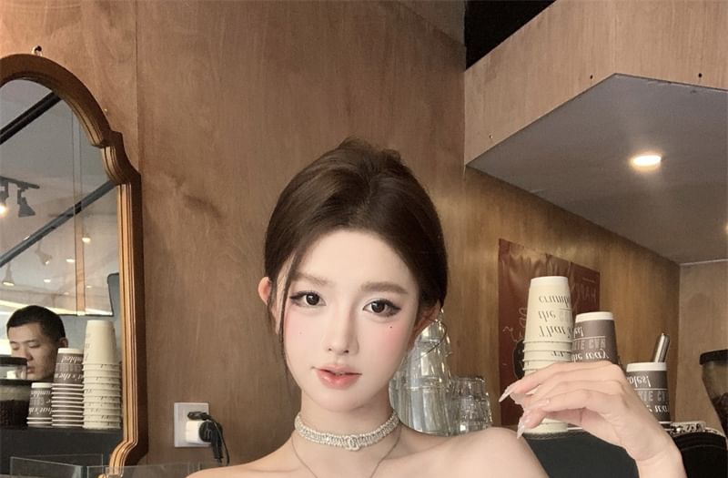 Short Sleeve Off Shoulder Plain Ruffle Blouse