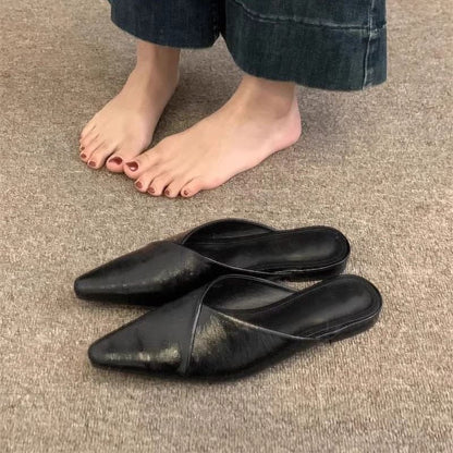 Faux Leather Pointed Mules
