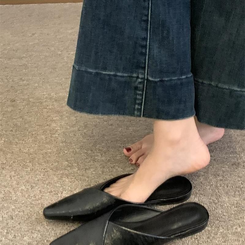 Faux Leather Pointed Mules