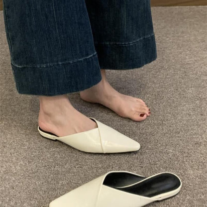 Faux Leather Pointed Mules