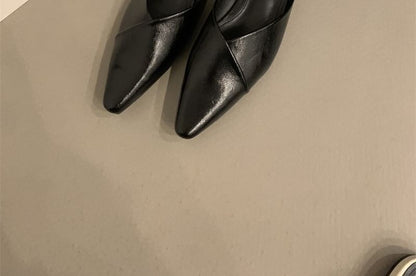 Faux Leather Pointed Mules