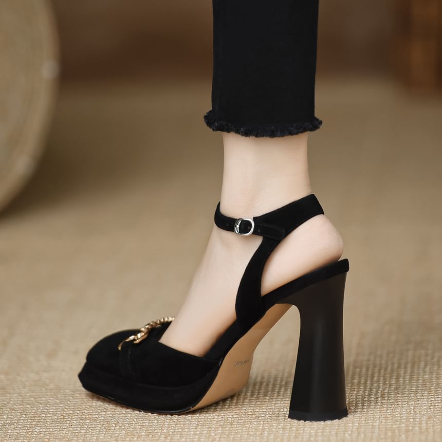 Block Heel Horsebit Sandals