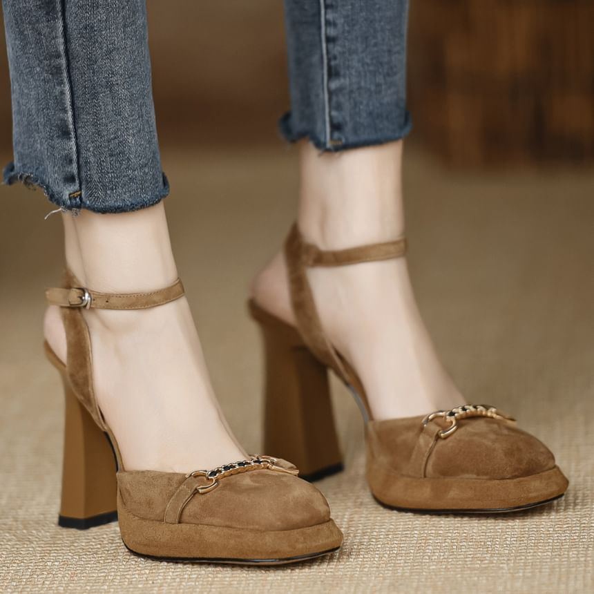 Block Heel Horsebit Sandals