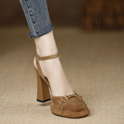 Block Heel Horsebit Sandals