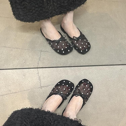 Rhinestone Mesh Mules