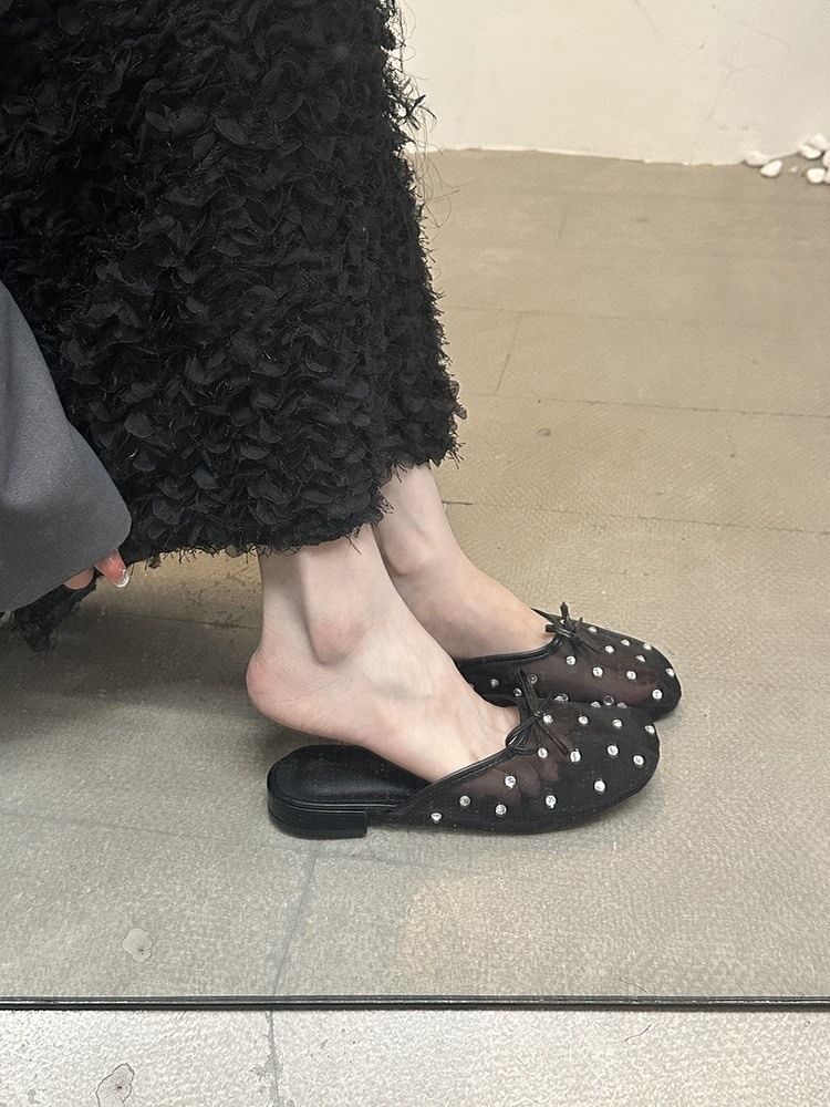 Rhinestone Mesh Mules