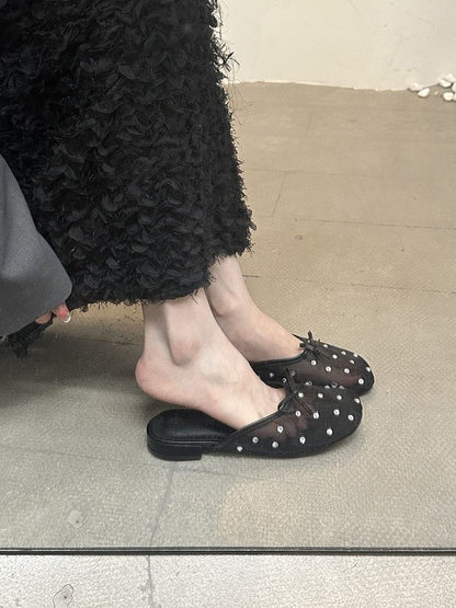 Rhinestone Mesh Mules
